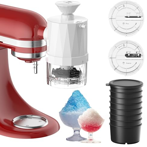 TPGSING Accessoires de Rasoir à Glace pour KitchenAid Robot pâtissier, avec 8 Moules à Glace, Machine à Cône de Neige pour KitchenAid Accessoires Avec des Lames Fines et Grossières Remplaçables.