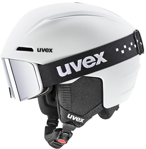 uvex viti Set - stylische Kombination aus dem leichten viti Skihelm und der verspiegelten pwdr FM Skibrille für Kinder - White matt - 54-58 cm