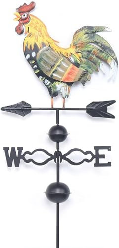 STORYSUNG Banderuole Banderuola A Forma di Gallo Multicolore in Metallo per Il Tetto Capannoni, Cortile Baracche Che Indica La Direzione del Vento Decorazione Terminali Patio Giardino(A)