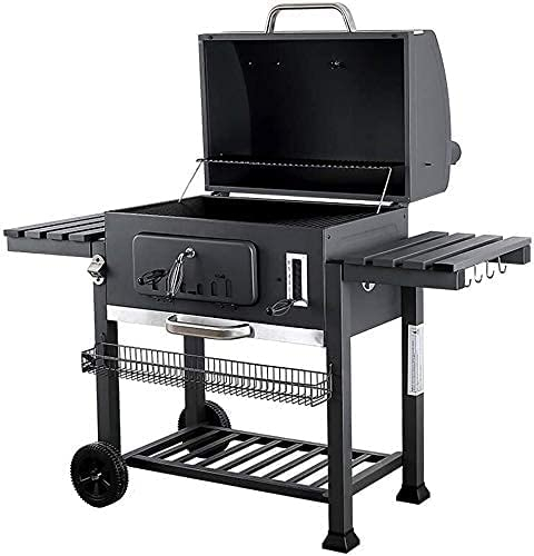 Barbacoas de Carbón, Barbacoa Premium Grande, Barbacoa de Acero, Carro para Ahumar de Carbón para Exteriores - con Ruedas e Indicador de Calor