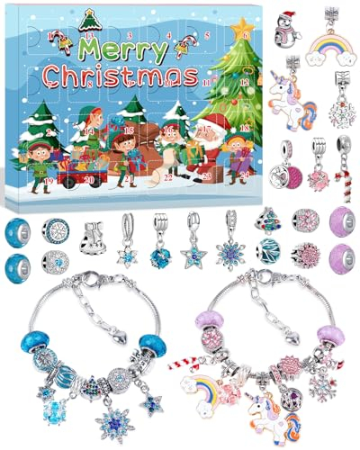 Schmuck Adventskalender 2025 Kinder Mädchen Geschenk: Einhorn Geschenke Adventskalender Füllung Kinder Weihnachtskalender, Bastelset Spielzeug Adventskalender Mädchen 5 6 7 8 9 10 11 Jahre