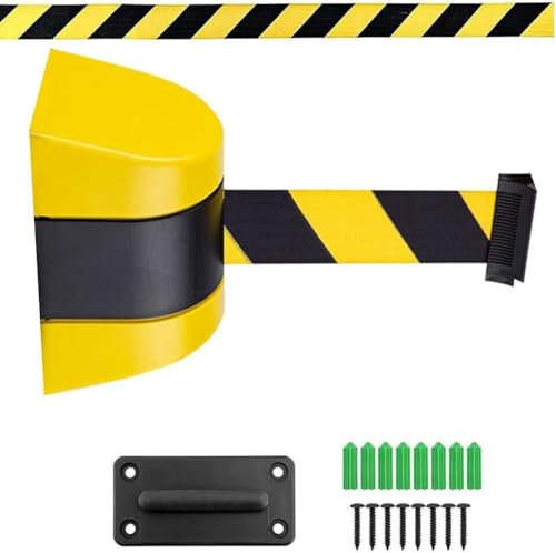 Wall Mount Queue Barrier Belt, Retractable Barrier, with ABS plastic housing, 5/10 m arning Belt People Guidance System (10m)