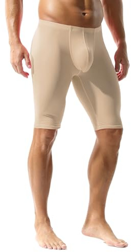 YOOBNG Men's Compression Shorts Middle Tight Pants Activewear Leggings Soft Yoga Shorts Trunks Pant
