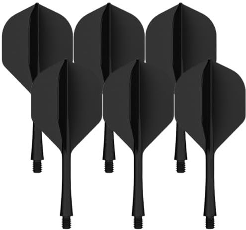 WUSJCOF 6 Piezas Fusion Flights Estabilizadores Accesorios de Dardos con Ejes Integrados y Fijos de Dardos Sistema de Vuelo de Eje (Negro)