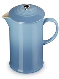 Le Creuset Stoneware Cafetière French Press with Stainless Steel Plunger, 1 Litre, Serves 3-4 Cups, Chambray, 60706084340003