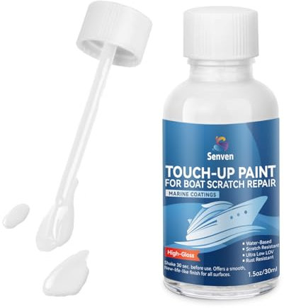 Boat Paint White Touch Up Pen High-Gloss Boat Scratch Repair Marine Topside Wet Edge Bottom Enamel Marine Repair for Boats, Wood, Fiberglass, Aluminum, Metals Water-Based 30ml