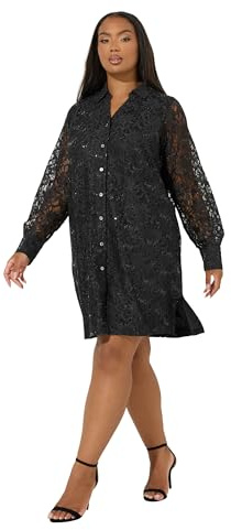 Yours Curve Lace Shirt Dress - Women's - Plus Size Curve Black