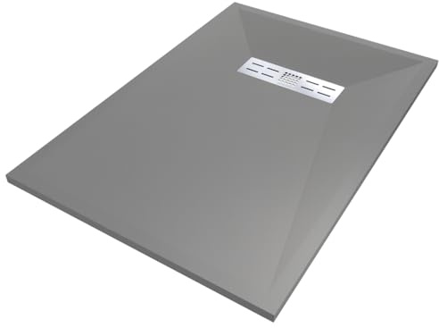 Imperma Duschtasse aus Mineralguss – extra flach & bodengleich – rutschfest und antibakteriell – moderne Duschwanne mit Gefälle, Siphon und Abdeckung inklusive – einfache Montage