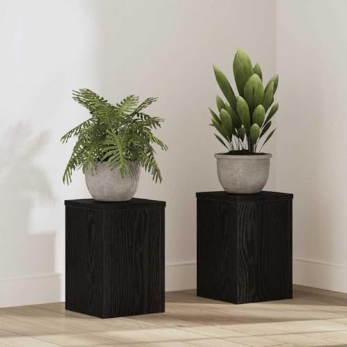 Frdhee Puesto de flores, soporte para plantas, 2 piezas, roble negro, 20 x 20 x 30 cm, taburete para flores, estable y robusto, taburete para plantas para salón, balcón y oficina