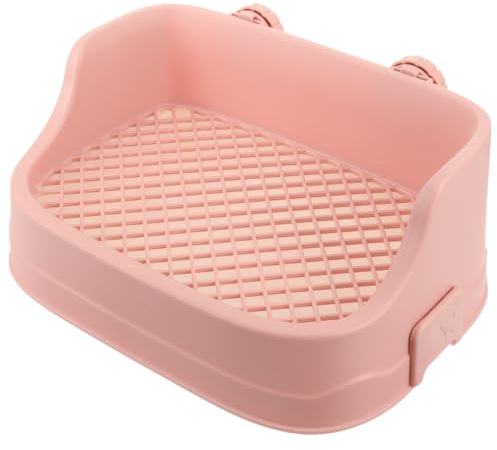 Didiseaon Bac à Litière pour Lapins Toilettes pour Rongeurs Plastique Rose Carré Anti-Fuite Anti-Odeur pour Cage et Cochon d'Inde