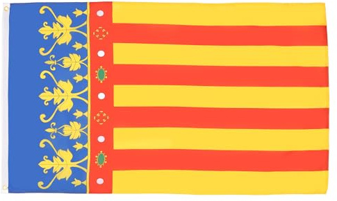 AZ FLAG - Bandera Comunidad Valenciana - 90x60 cm - Bandera Valenciana 100% Poliéster Con Ojales de Metal integrados - 50g - Colores Vivos Y Resistente A La Decoloración