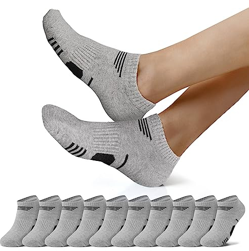 NUOZA 10 Paires Chaussettes de Sport Homme Femme Basses Coton Socquettes Respirant Chaussettes de course_Gris_4346