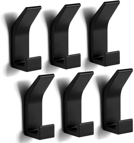 flintronic Crochet Adhesif Mural, 6PCS Double Porte Serviette Salle de Bain, Patere Murale Support Mural Auto-adhésif pour Cuisine, Salle de Bains, Bureau, Placard, Serviette, Suspendre Manteau