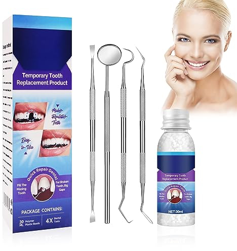 HASAIKA Kit Otturazione Denti, Kit Riparazione Denti Temporanea, Set di colla dentale multiuso per cure dentali temporanee fai da te per riparare denti mancanti e incrinati
