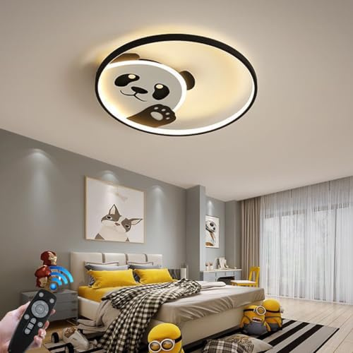RuiRfh Taklampa dimbar LED kreativ panda barnrumslampor med fjärrkontroll tecknad rund taklampa modern flickor pojkrum sovrum vardagsrum takbelysning barnlampa