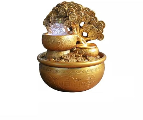 Fontana da tavolo con albero dei soldi, decorazione ad acqua fluente, in resina, per ufficio, soggiorno e casa