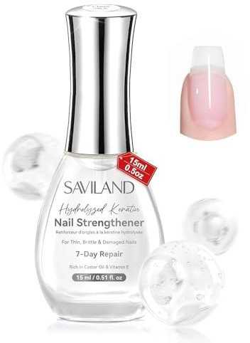 SAVILAND Vernis Durcisseur Ongle, 15ml Durcisseur Ongles Instantané Extra Fort, Soin Vernis Fortifiant Ongles à la Kératine, Vernis à Ongles Protecteur Pour Ongles Fragiles, Abîmés & Cassants (Clair)