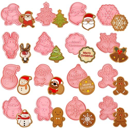 Weihnachtsausstecher, 16 Stück Stempel Weihnachten, keksausstecher weihnachten, 3D Ausstechformen Weihnachten Keksausstecher für Tortendeko Kekse Backe