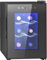 HOMCOM Mini Table Top Wine Fridge, 6 Bottle, 17L, 8-18℃, 26.5cm Quiet Under Counter Wine Cooler Fridge with Glass Door, LED Light, Digital Touch Screen, Temperature Control