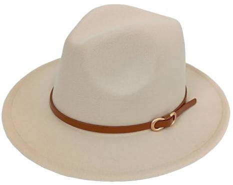 HEYANN - Cappello Fedora da uomo, Cappello in feltro da uomo con falda larga, Cappello classico da uomo, Cappello Panama da donna, Cappello Trilby in feltro da uomo per feste, beige., M