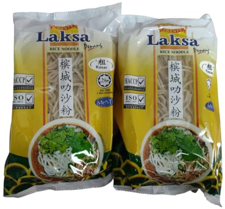 Twenty Twenty Thick Dried Laksa Rice Noodles, Halal, 400g Each [Pack of 2]