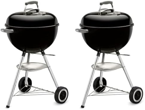 Weber Compact Kettle Barbacoa de carbón, Superficie de la Parrilla de Ø 47 cm, Barbacoa con Tapa y Cuba esmaltadas en Porcelana, Soporte de Tres Patas y Ruedas, Rejilla cromada - Negro (1221004)