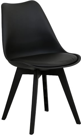 Totò Piccinni Sedia FUTURA con cuscino imbottito e gambe in PLASTICA dal desing scandinavo (1, Nero Gambe in Plastica)