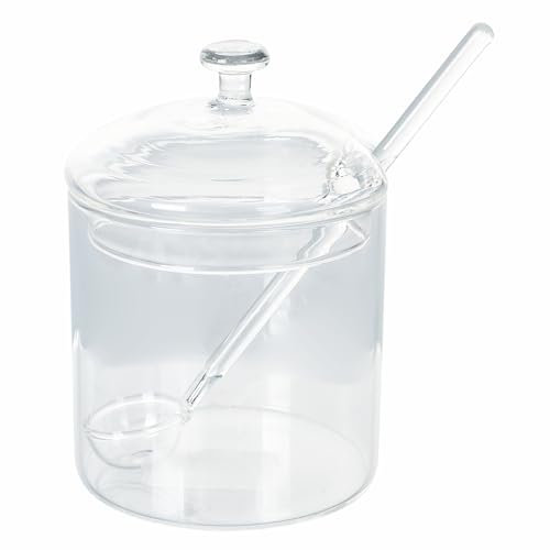 Villa d'Este Home Tivoli 1996 Sucrier transparent 300 ml en verre borosilicate avec bouchon et cuillère à café, Good Morning