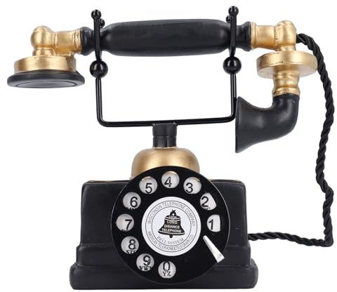 Ornamento del telefono retrò antico antico vintage con filo fisso modello di telefono decorativo in resina per la casa bar ristorante 18 x 15,5 x 9 cm
