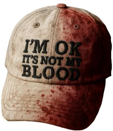 Generisch Cap Herren Damen Halloween Blutspritzer Printed Basecap Horror Blutige Kappe Baseball Cappy Sommer Unisex Party Caps Bloody Print Hat (DE/NL/SE/PL, Alphanumerisch, Einheitsgröße, Khaki)