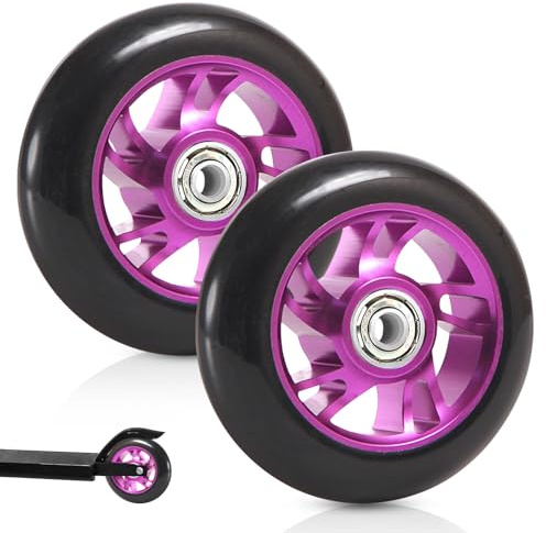 ScooterZ hjul, 2 stycken 120 mm skoter inlines hjul med ABEC-9 kullager, skoter reservhjul för hållbara, robusta, lämplig för dina skotertillbehör (lila)