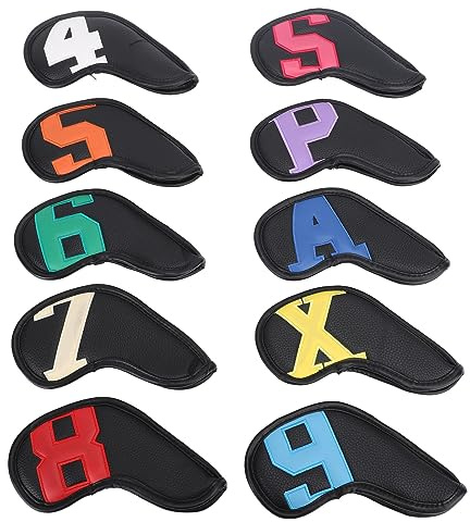 Almeigrity Funda para Palos de Golf de PU, Cubiertas para Palos de Golf de Hierro, Cubiertas para la Cabeza para Amantes de los golfistas, Personajes Coloridos deslumbrantes