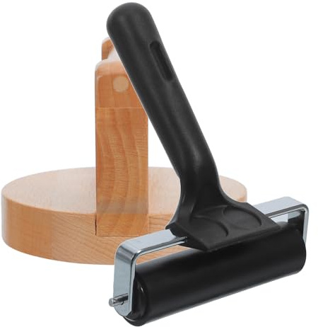 HOODANCOS Strumento per Stampa Artigianale con Rullo in Legno Resistente e Preciso per Progetti Creativi di Linoleografia Adatto e Artigianato Manuale