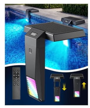 Iluminación solar para piscina telescópica con termómetro de piscina