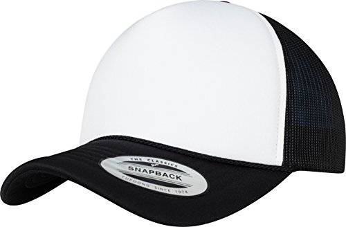 Flexfit Foam Trucker Curved Visor Gorra, Unisex Adulto, Negro/Blanco, Talla única