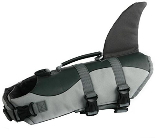 Giubbotto di salvataggio per cani, professionale, per animali domestici, per nuoto, allenamento, con maniglia di sollevamento per cosplay (M, squalo)