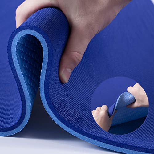 JELS Extra Thick Yoga Mat, 2/5 inch, Ergonomic 3D Non Slip Design, SGS Certified TPE Material, Yoga Mat for Men Women with Carrying Strap,Exercises Mat for Yoga, Pilates and Floor Workout(72x26)