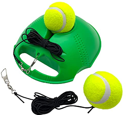 TaktZeit Tennis Trainer Rebound Baseboard Self Training Equipment Practice Rebounder with 2 String Tennis Balls (Green)