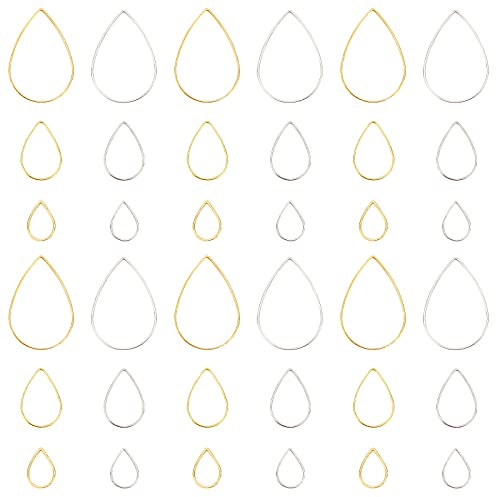SUNNYCLUE 1 låda 180 st 3 storlekar tårdroppe länkar ringar örhängen pärlring mässing metall öppna ramar ram berlocker för örhängen fynd hantverk smycken tillverkning tillbehör, gyllene silver