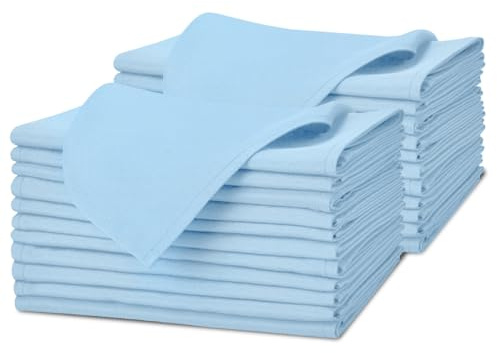 Avalon Kitchen Light Blue Cloth Napkins Bulk (Pack of 24) - 100% Polyester Dinner Linen Napkins Cloth Washable & Reusable - Durable with Hemmed Edges - Ideal for Parties and Weddings (17x17 Inches)