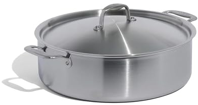 Made In Cookware - 10 Quart Stainless Steel Rondeau Pot w/Lid - 5 Ply Stainless Clad - Professional Cookware - Made in Italy - Induction Compatible