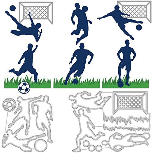 BENECREAT 2 estilos de patrón de fútbol de acero al carbono plantillas de troquelado, plantillas de metal en relieve para álbumes de recortes, álbum de fotos, tarjeta de papel decorativo en relieve