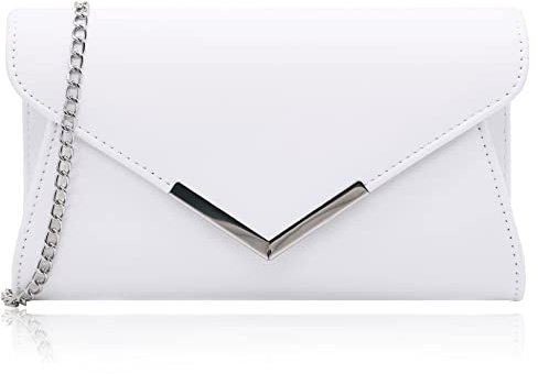 Milisente Clutch Bags For Women Wedding Suede Evening Bag Metallic Shoulder Purse (White)