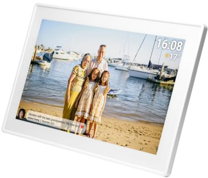 Denver PFF-1515W - Cornice digitale Wi-Fi - 15,6 pollici Full HD IPS Touch screen, software FRAMEO integrato, condivisione wireless, spegnimento notturno automatico, memoria da 16 GB, bianco