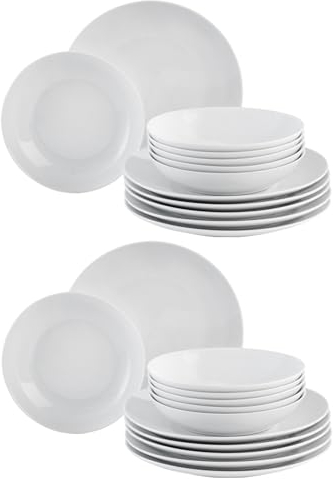 Tafelservice Geschirrset Tafel-Service - 24-tlg. (12 Personen) - Weiß - Porzellan