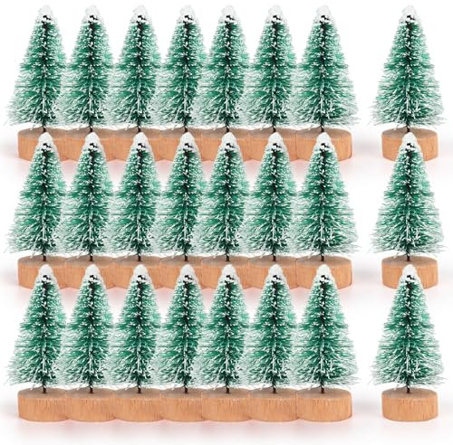 Coopay Weihnachtsbaum Deko, 24 Stück Mini Künstlich Miniatur Tannenbaum Grün Mini Weihnachtsbaum Baum Klein Künstlicher Flaschenbürste Weihnachtsbaum für Tischdeko, DIY, Miniatur-Weihnachtsbaum
