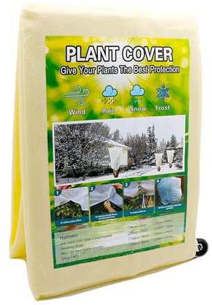 CiciIng Protection hivernale pour plantes 80 x 120 cm, protection hivernale avec fermeture éclair et cordon de serrage, protection contre le gel pour plantes en pot, palmier, olivier, laurier-rose