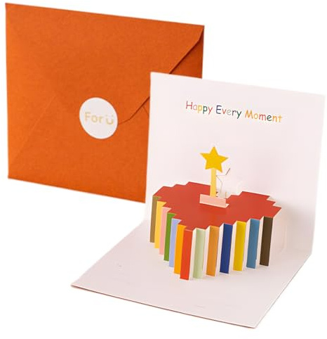QOMJUFA Pop-up Carta, Cuore 3D Stereoscopico, I Migliori Auguri ai Tuoi Cari, Adatto per San Valentino, Con busta