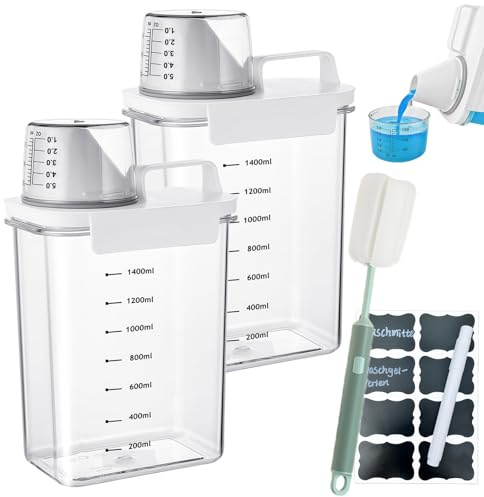 Aarchiye Hermetic Dispenser för tvättmedel 1 800 ml, universell tvättpulverlåda, multifunktionell