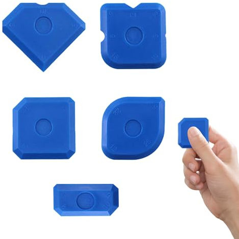 Hsrag - Kit di 5 attrezzi per sigillatura, in silicone, strumenti per sigillatura per cucina, bagno, pavimento, sigillante per malta, finitura e sigillatura, blu
